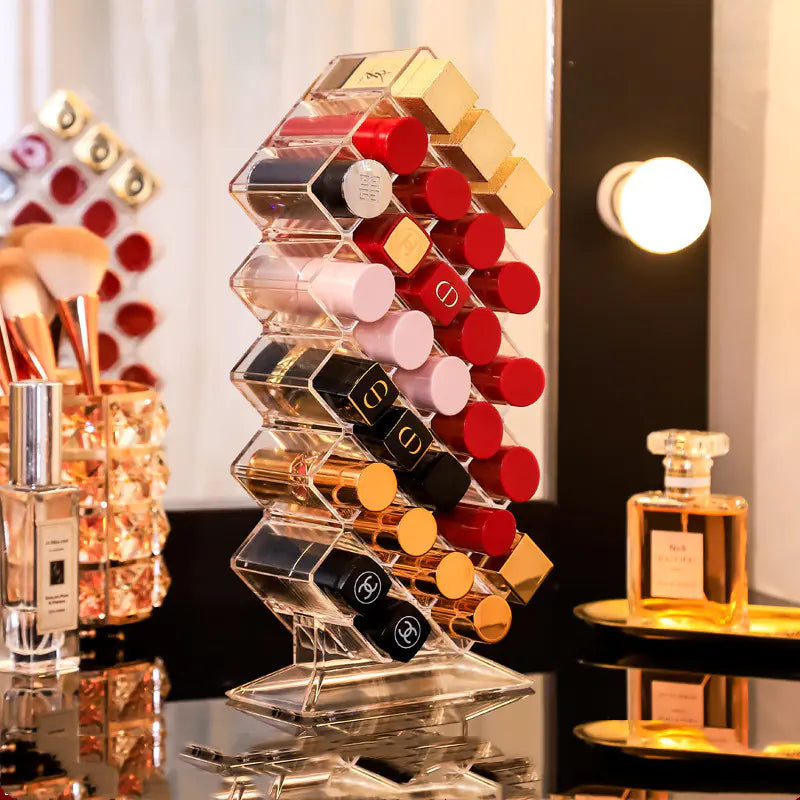 Caja Organizadora de Maquillaje de 4 Niveles con Diseño de Rejilla