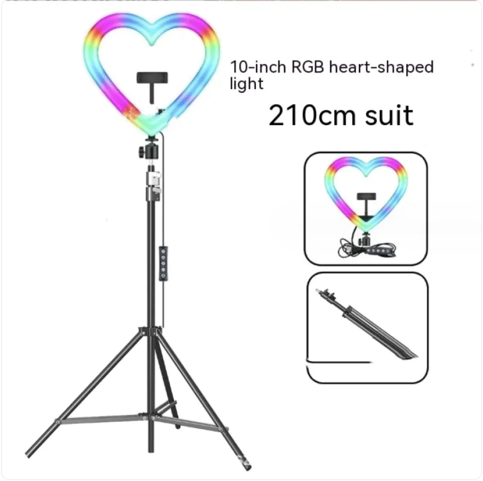 Anillo de luz colorido con soporte para maquillaje y retransmisión en directo