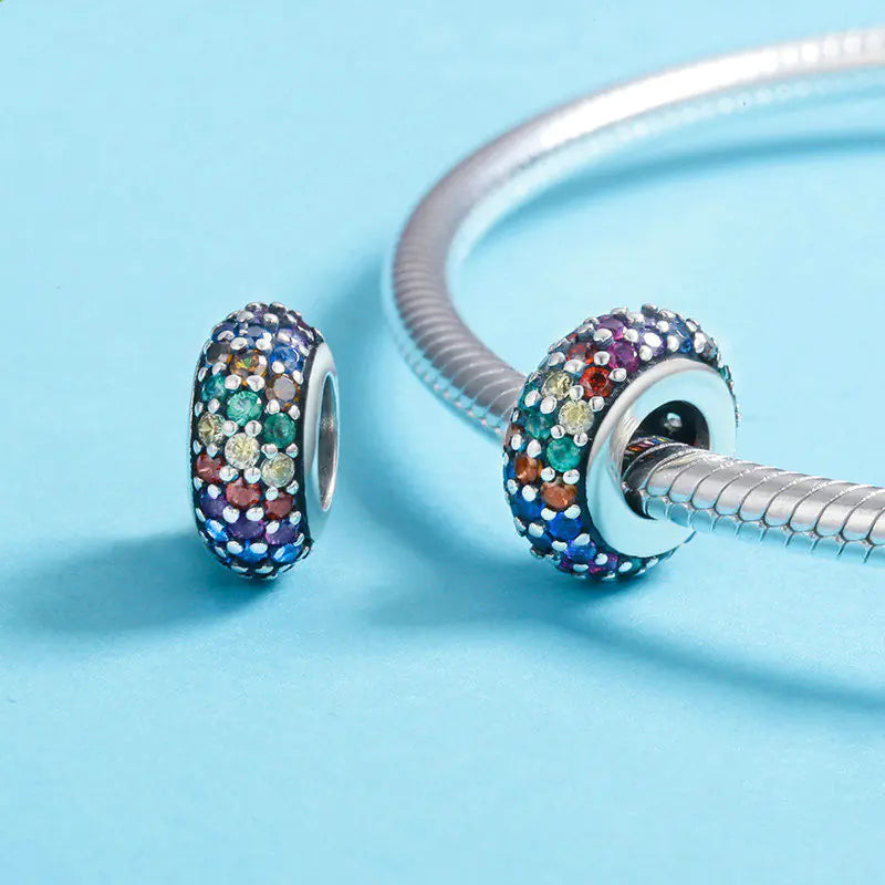 Abalorios de Plata Esterlina S925 Arcoíris para Collares DIY