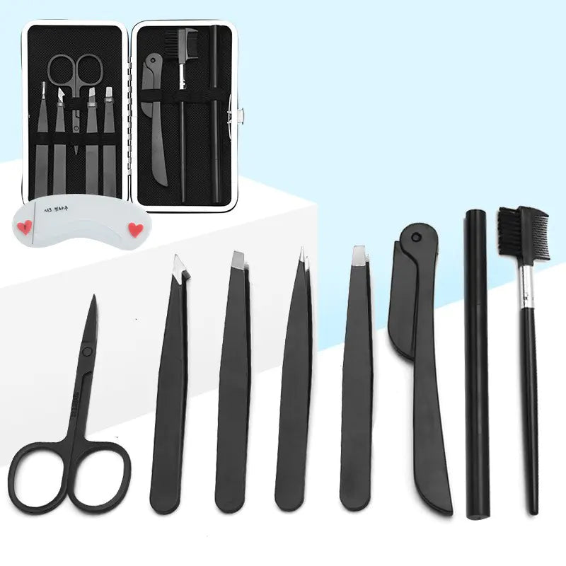 Set de Herramientas Profesionales para Cejas y Maquillaje de 9 Piezas