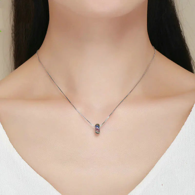 Abalorios de Plata Esterlina S925 Arcoíris para Collares DIY
