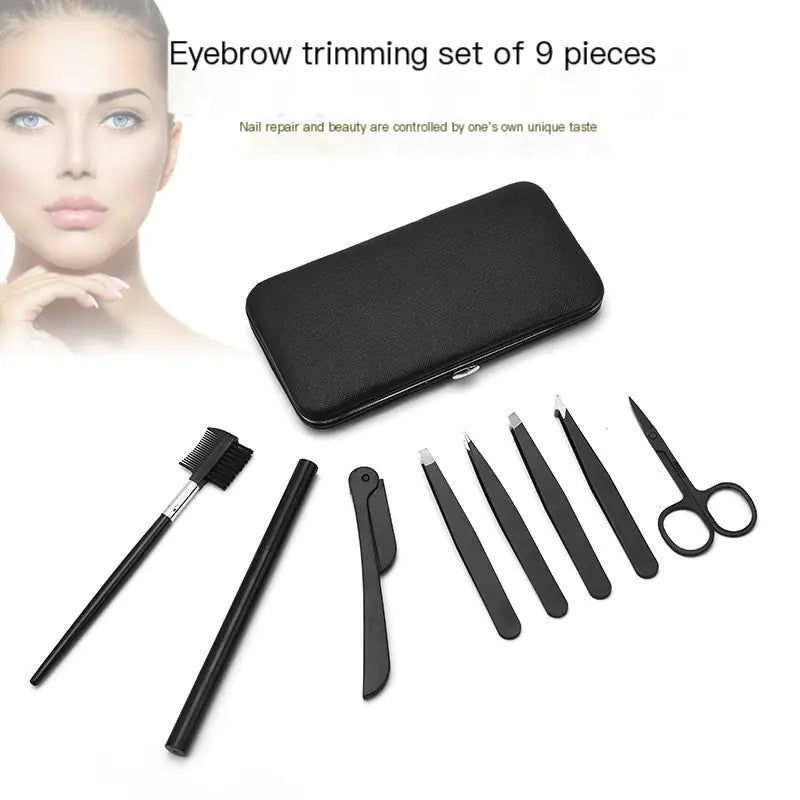Set de Herramientas Profesionales para Cejas y Maquillaje de 9 Piezas