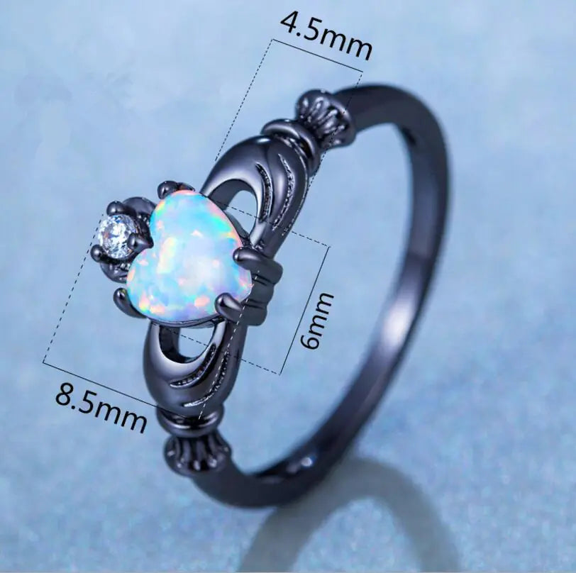 Anillo de Diamante, Anillo de Oro Negro, Anillo de Corazón