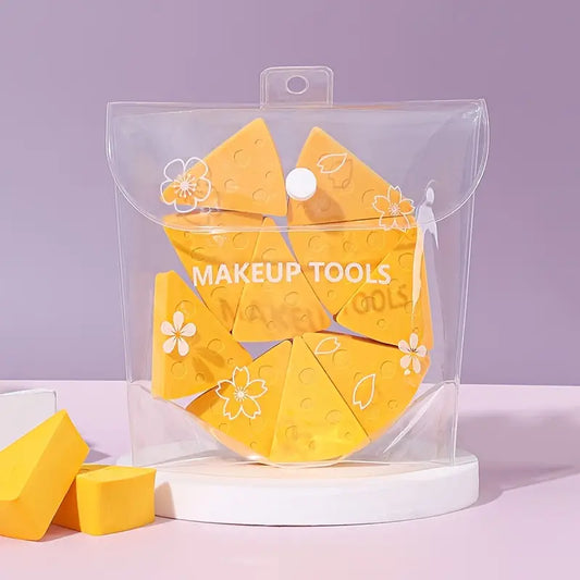 Set de 10 esponjas de maquillaje triangulares con bolsa de almacenamiento