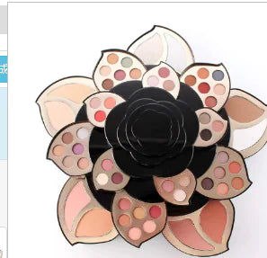 Set Completo de Maquillaje Multifuncional con Paleta de Flores Negras